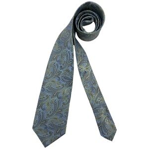 CORNALI Blue/Green Paisley Silk LUXURY Tie ITALY